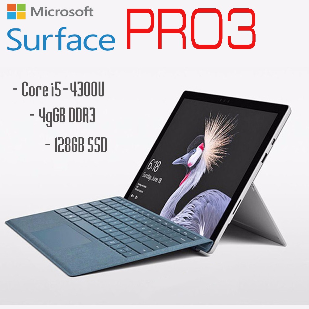 Laptop 2 trong 1 kiêm máy tính bảng Surface Pro 3 Core i5-4300U, 4gb Ram, 128gb SSD, 12inch Full HD cảm ứng