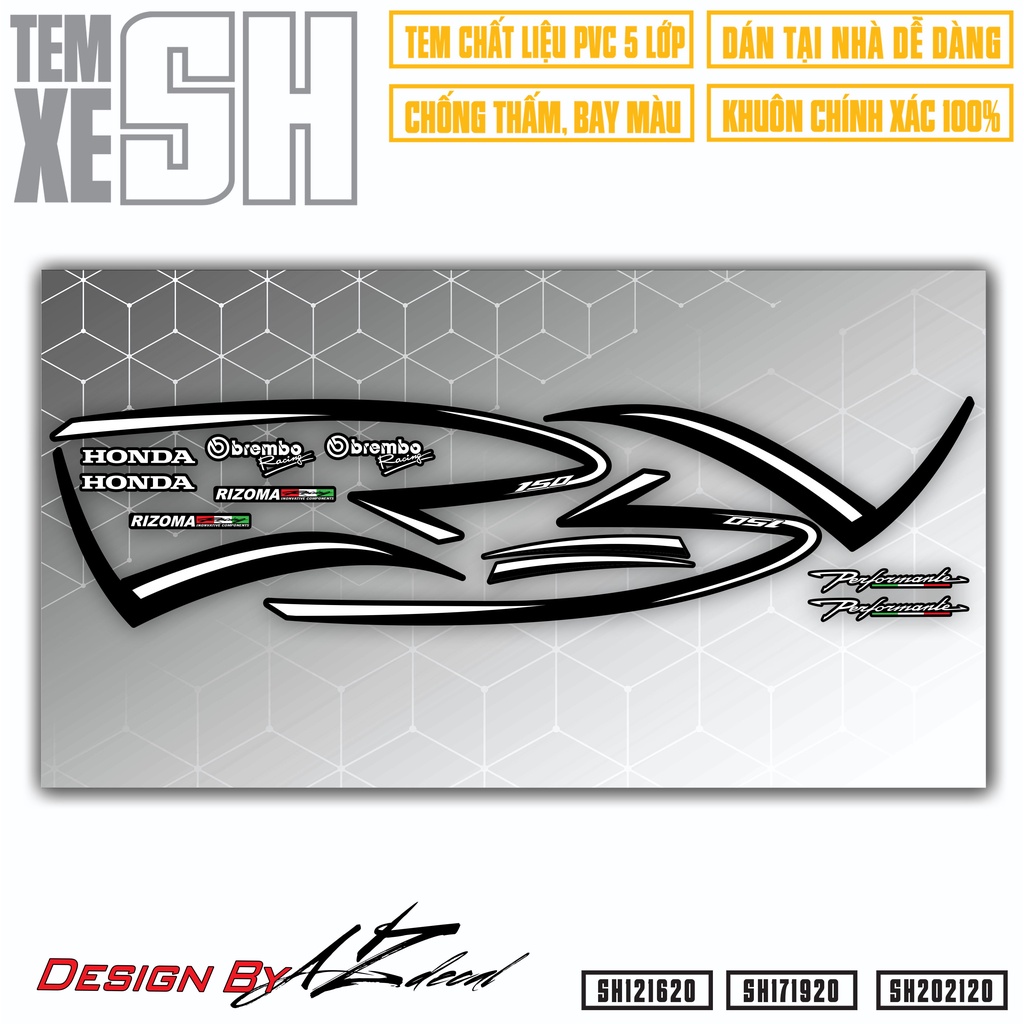 Tem Rời Dán SH Mẫu Tem Chỉ Cách Điệu | SH20 | Tem Chỉ Dán SH Chất Liệu Decal Cao Cấp, Chống Nước, Bền Màu