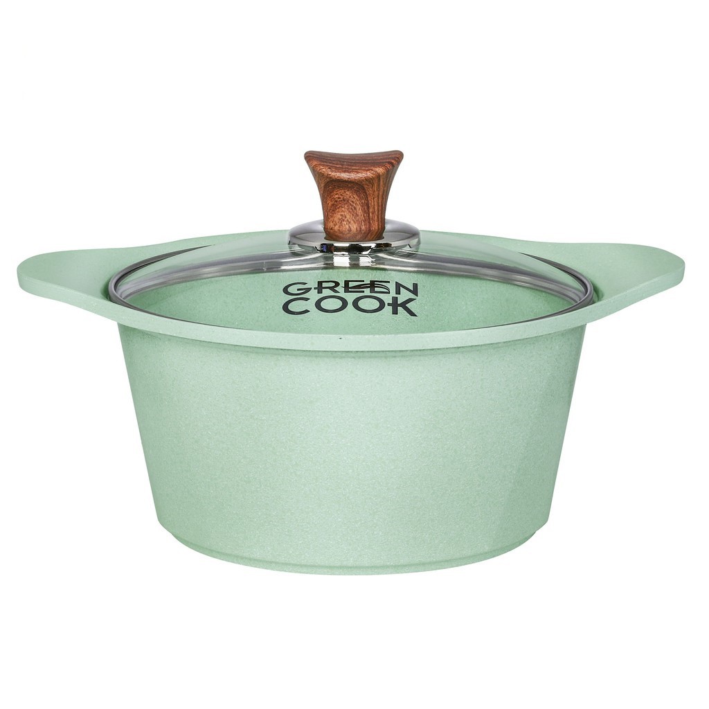 [Dùng được mọi loại bếp] Nồi đúc đáy từ chống dính men đá Greencook GCS05-20 size 20cm