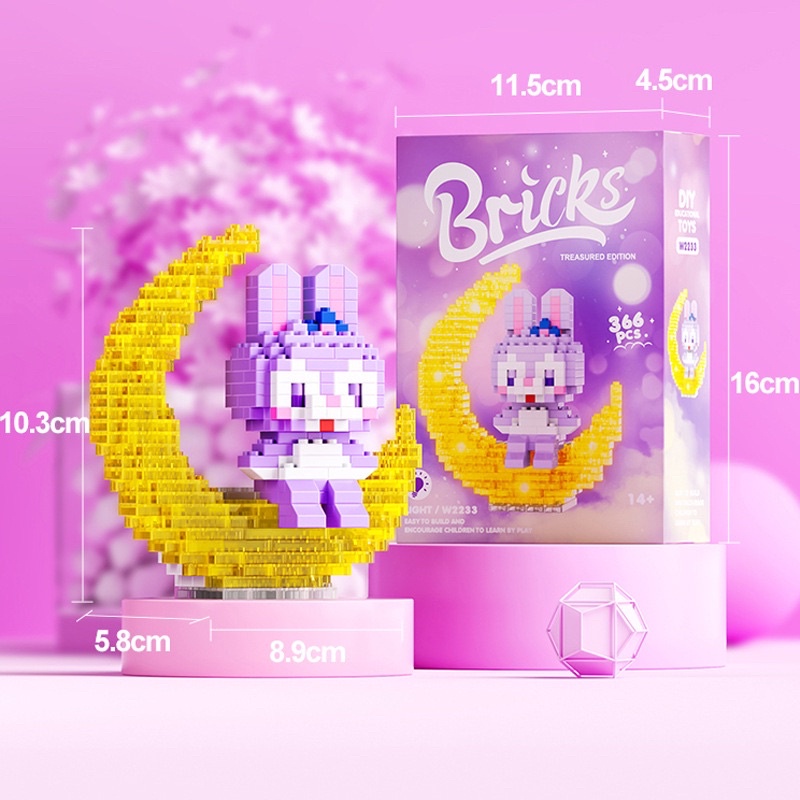 Đồ chơi mô hình lắp ráp phi hành gia hình Cinnamoroll, Kitty, Thỏ Stella kèm đèn phát sáng 3D thông minh dành cho bé