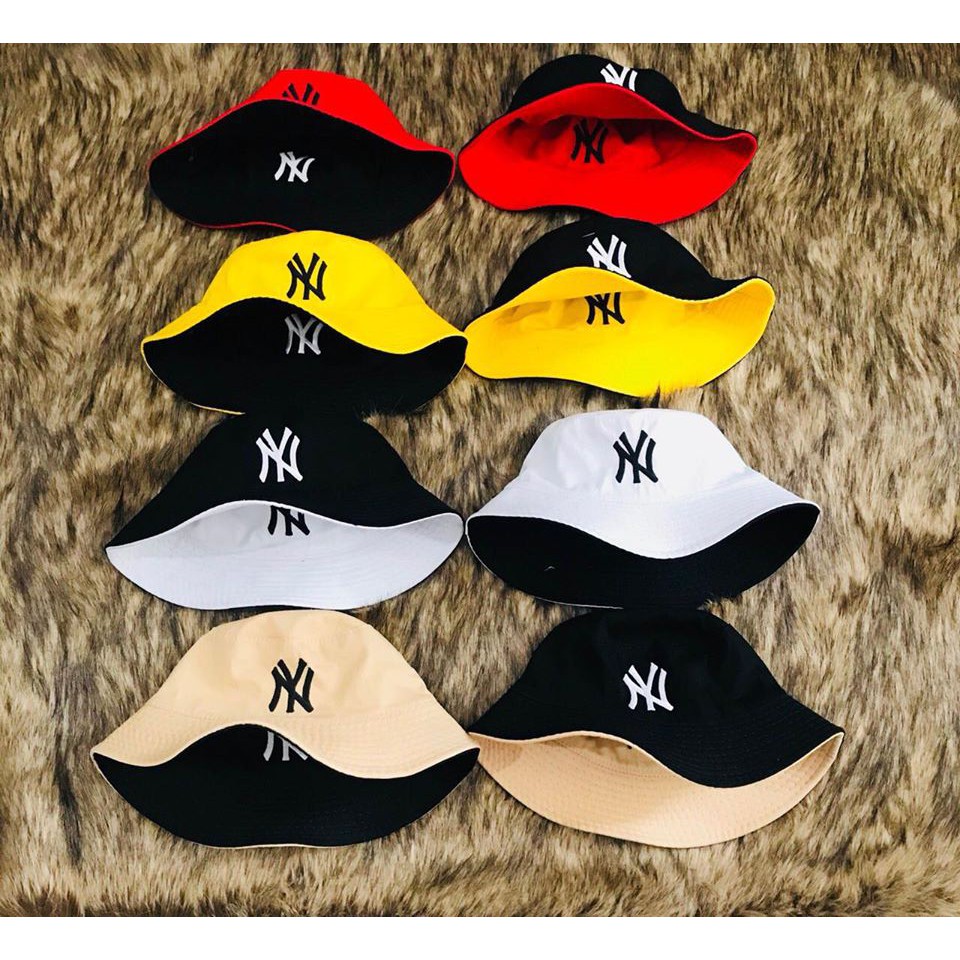 Mũ Nón Bucket Tai Bèo Nam Nữ Thêu Chữ NY 2 Mặt Unisex