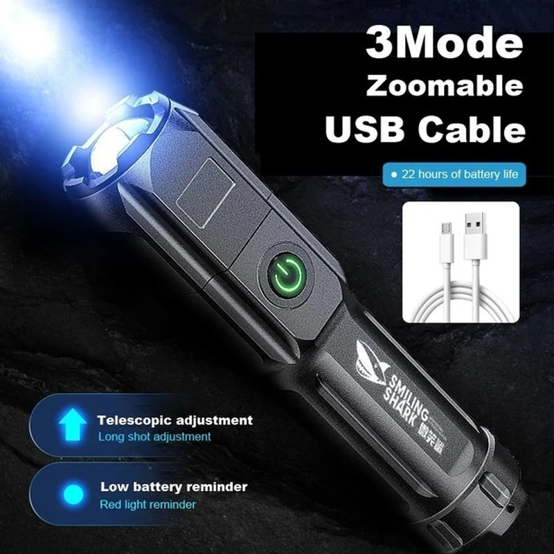 Đèn Pin Led Chiến Thuật Có Thể Sạc Lại Bằng Cổng USB