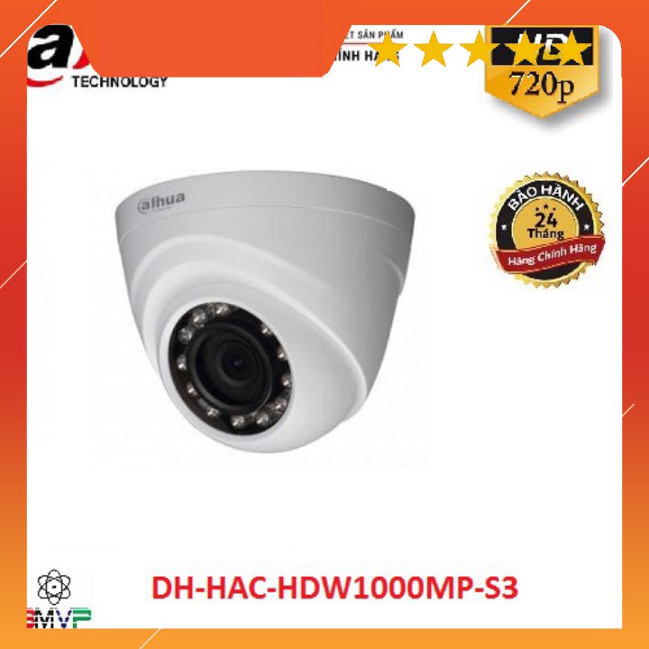 💚  Camera Dahua 1 Mp DH-HAC-HDW1000MP-S3 - Dome Bán Cầu Trong Nhà - Hàng chính hãng