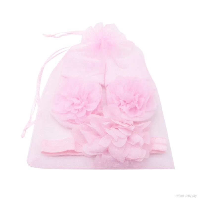 Set băng đô hoa cột tóc + vớ chân cổ đính hoa dễ thương cho bé