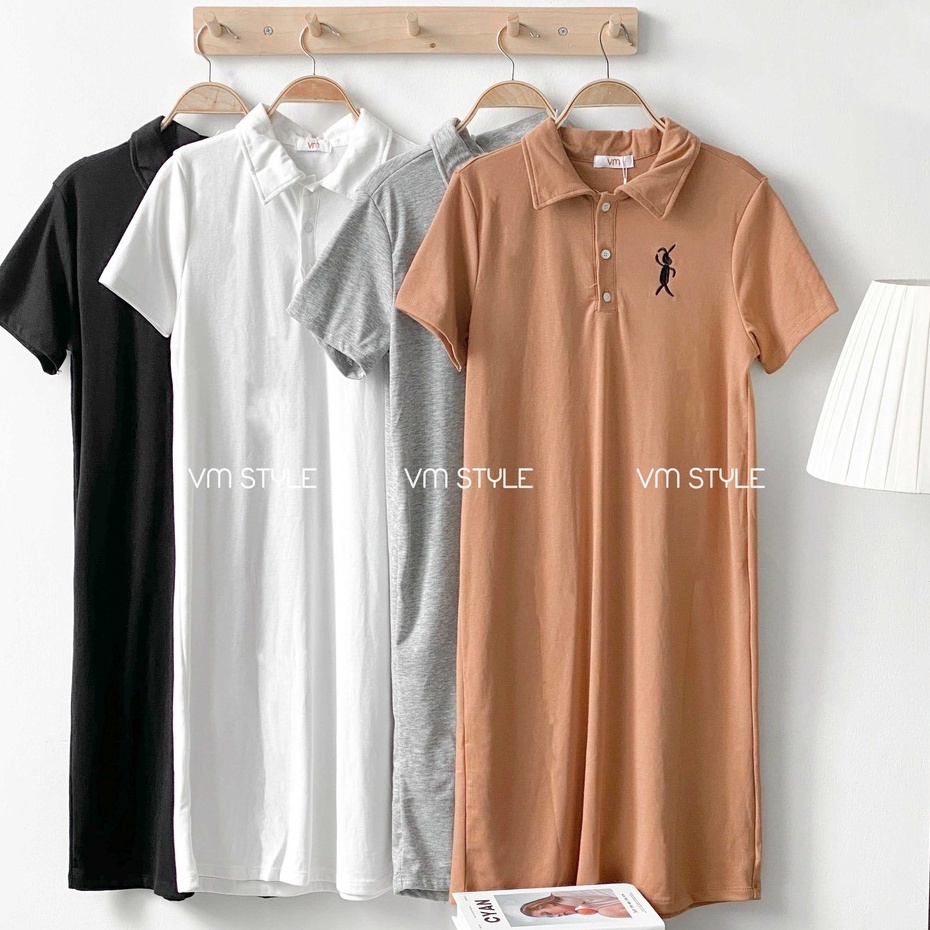 Đầm thun polo thêu thỏ dáng suông form rộng oversize phong cách hàn quốc ulzzang VM STYLE 22VD04T372001