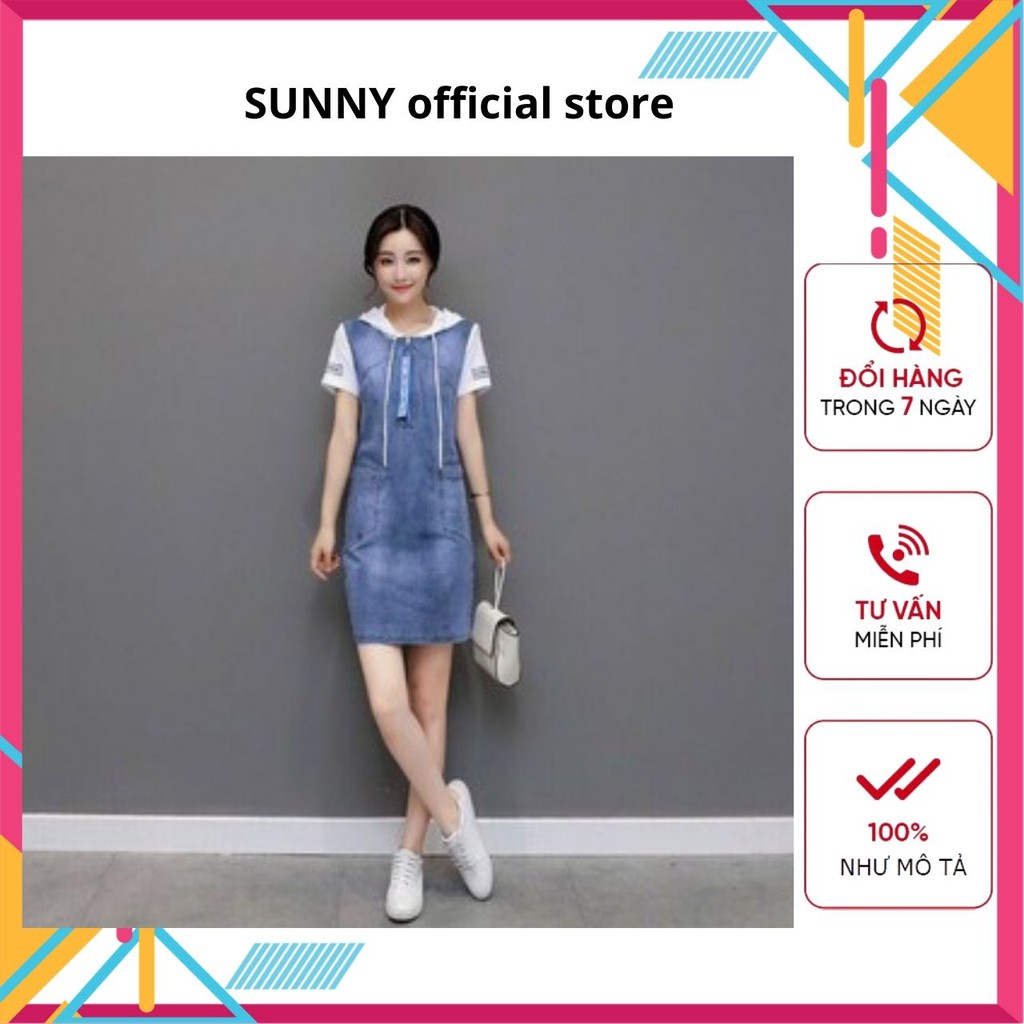 Đầm Jeans, Váy Suông Có Nón Vải Mềm Co Giãn, May Kĩ, Form Chuẩn