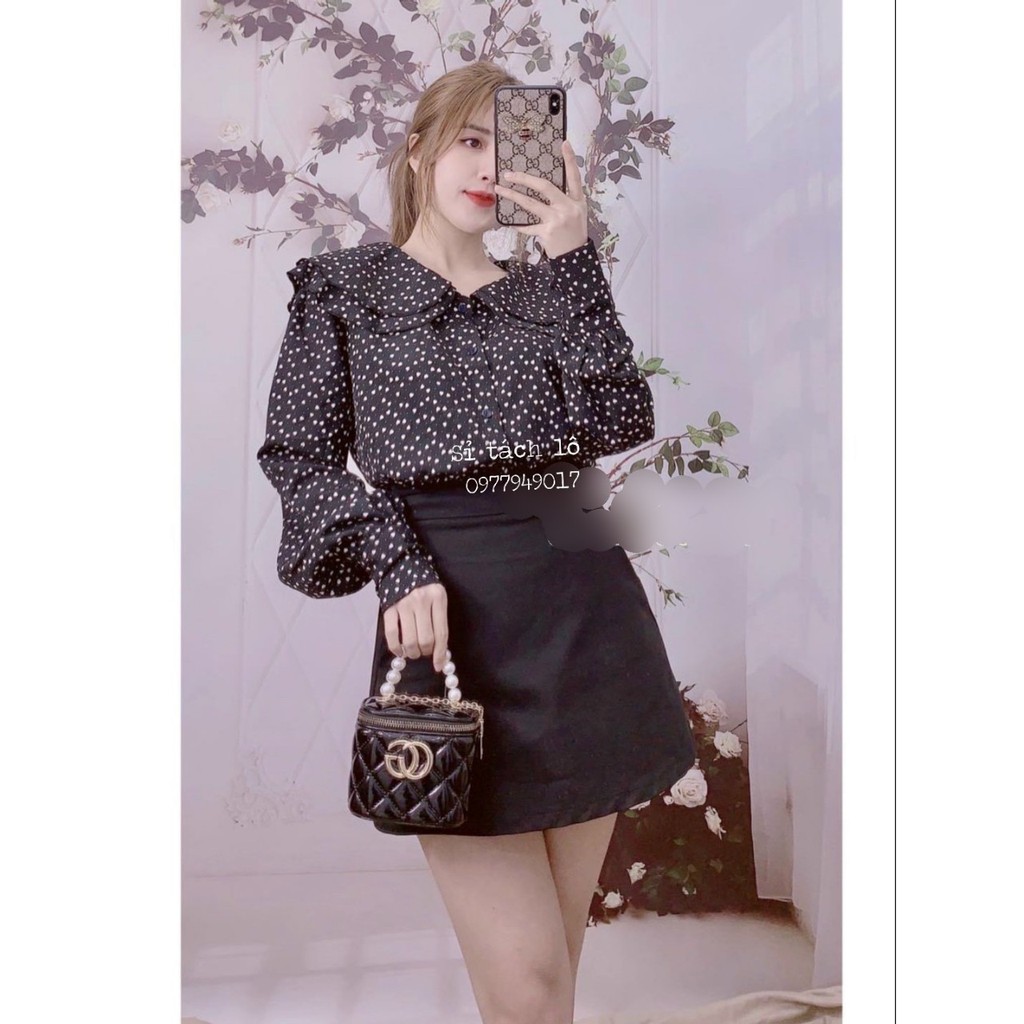 Áo sơ-mi nữ dài tay chạy viền | BigBuy360 - bigbuy360.vn