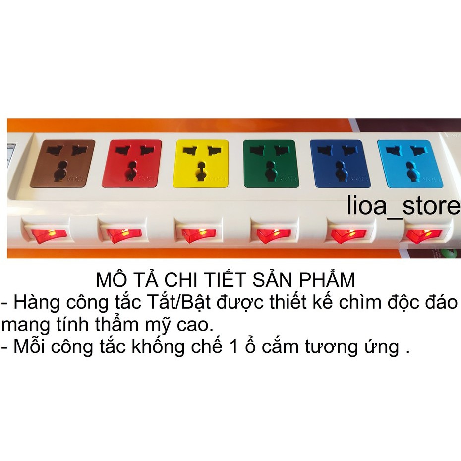 Ổ CẮM LiOA 6 ĐA NĂNG  - ĐỒNG HỒ W .