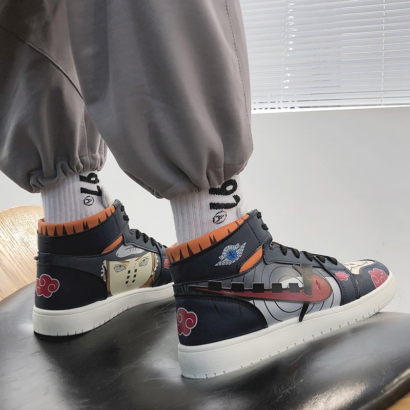 Giày thể thao cổ cao in hình anime Naruto thời trang cho nam size 36-44