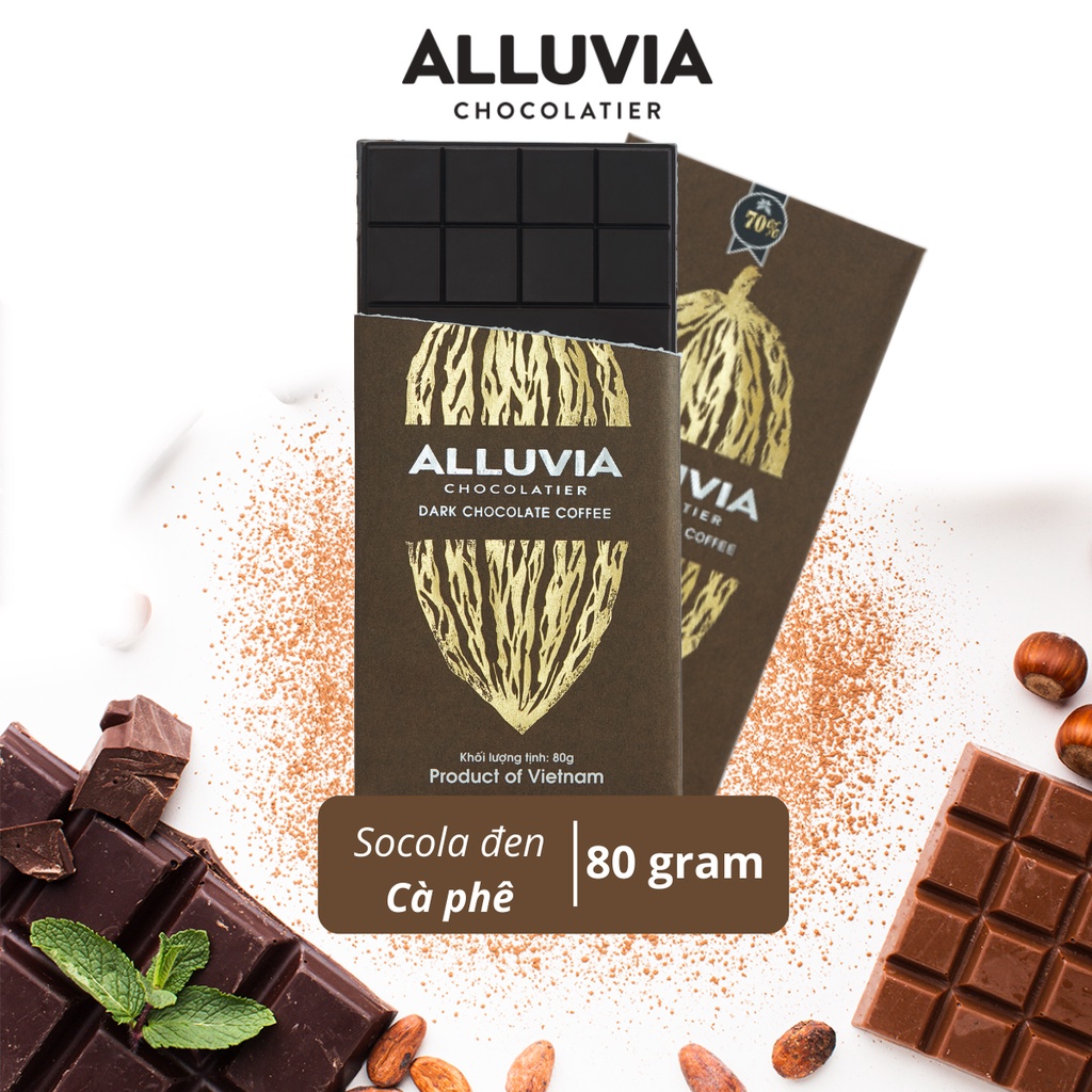 Socola đen nguyên chất vị Cà Phê đắng vừa ít ngọt Alluvia chocolate dark