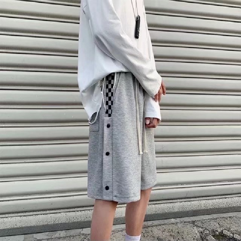 Quần Short Thể Thao Dáng Rộng Cài Nút Bên Hông Phong Cách Thời Trang Nhật Bản Cho Nam Giới Có Size M-3XL