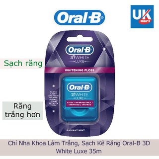 Chỉ Nha Khoa Oral-B 3D White Luxe Floss 35m Làm Sạch, Trắng Kẽ Răng