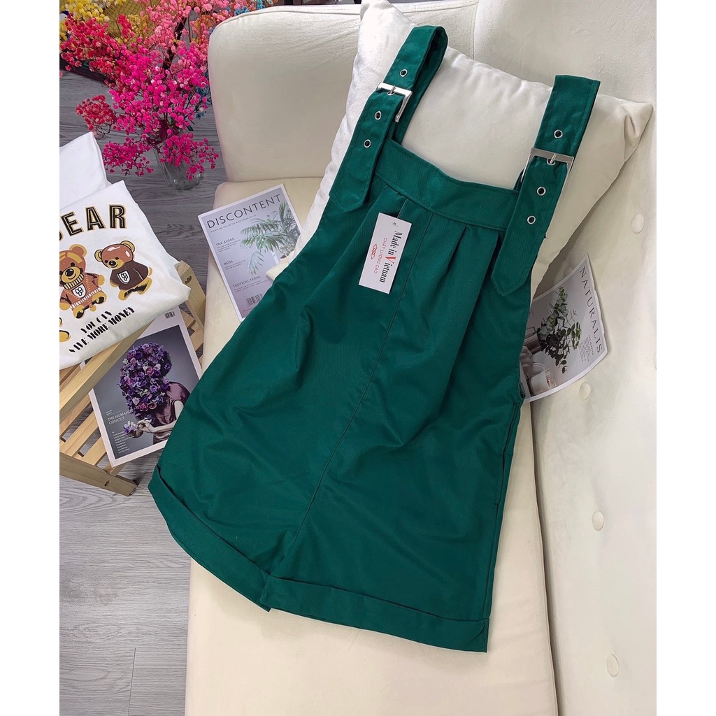 Quần yếm dáng rộng rãi chất cotton kaki màu xanh lá trend 2022 phong cách Hàn quốc HITA22_STORE.