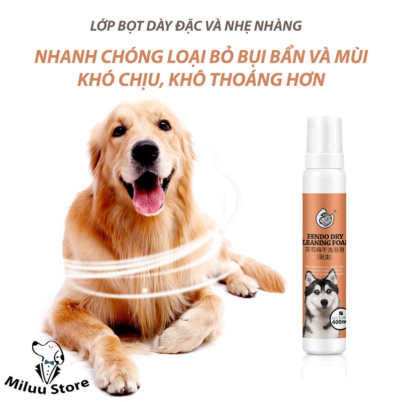 Xịt Tắm Khô Chó Mèo FENDO DRY, Công Thức Dạng Bọt, Chiết Xuất Thảo Dược, An Toàn Dịu Nhẹ, Không Kích Ứng