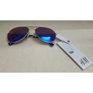 (H&M Auth) JP94 - Mắt kính mắt kiếng bé trai chống UV gọng kim loại trắng tròng xanh dương (Shop Hàng_Xách_Nhật)