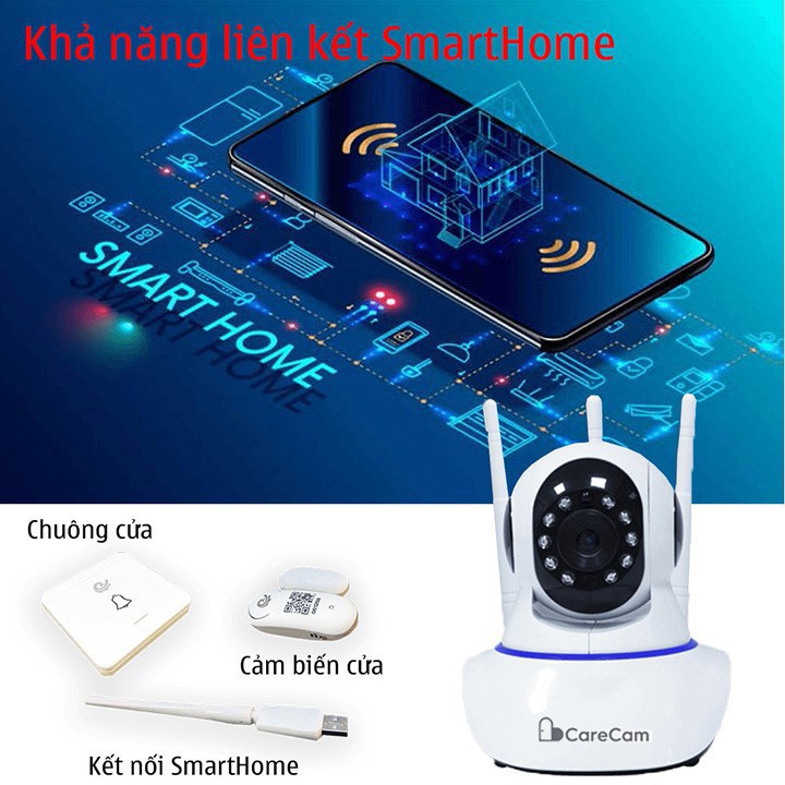 Camera IP Wifi 3 Râu ONVIZCAM V3 app Carecampro Full HD 1080P - 2.0MPX, Xoay 360 độ - Hàng chính hãng