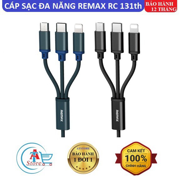 Cáp Sạc Đa Năng Remax RC131th 3 in 1 Chính Hãng - BH 12 Tháng