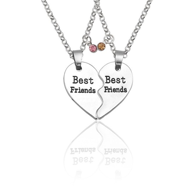 Set 2 Vòng cổ Tình Bạn Mặt Trái Tim Vỡ Màu Cầu Vồng Thời Trang