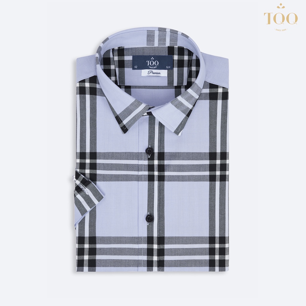 Áo sơ mi nam ngắn tay TQQ dáng Slim fit công sở ôm nhẹ K480CSC kẻ ô lịch thiệp và hiện đại