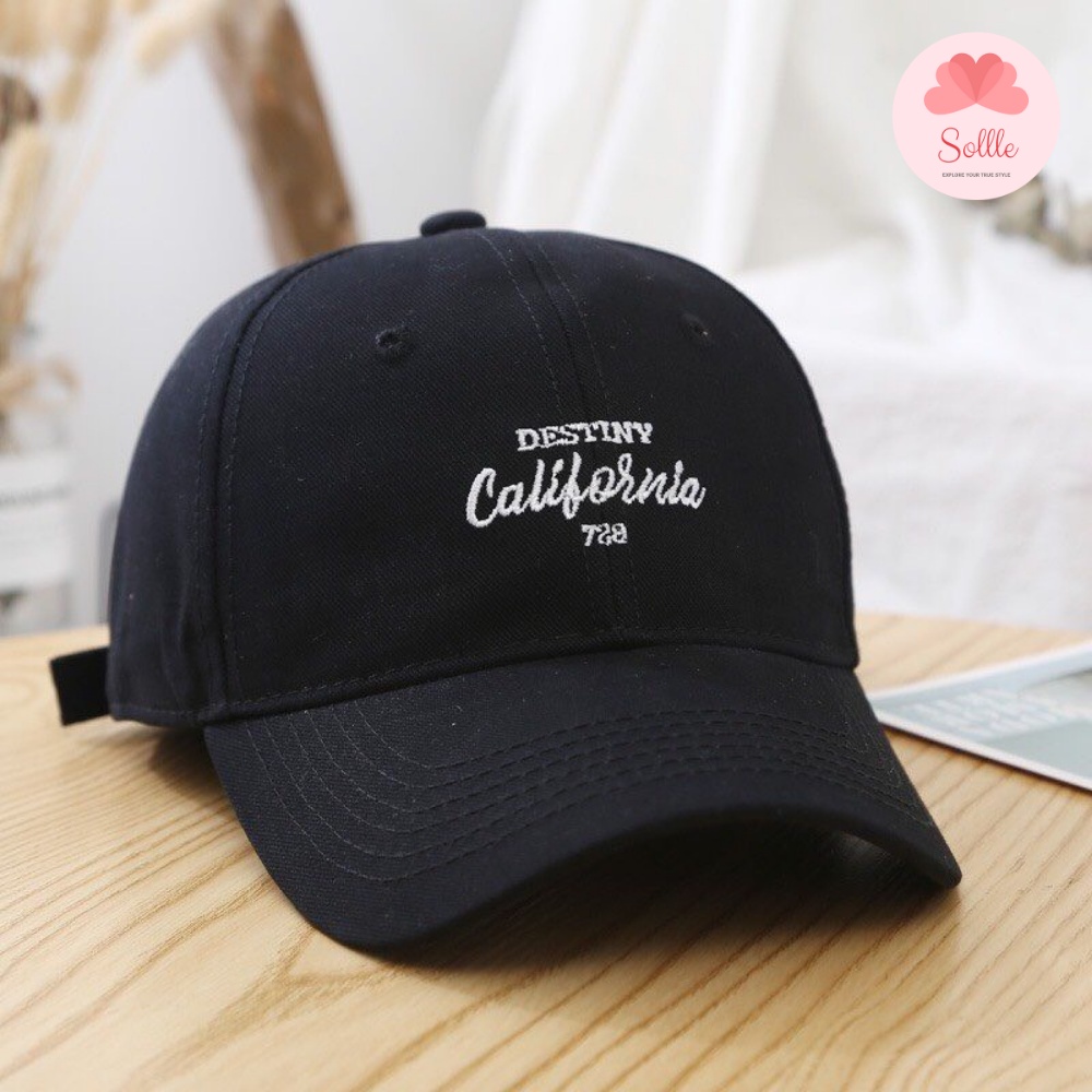 Mũ lưỡi trai Unisex thêu chữ California, nón kết nữ phong cách thời trang Hàn Quốc Sollle