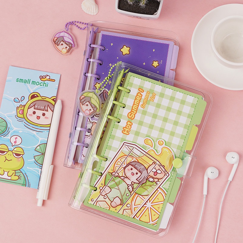 Peach A5/A6 Cartoon Character Notebook Set Free sticker pendant storage bag Memo Pad School Office Stationery Notepad