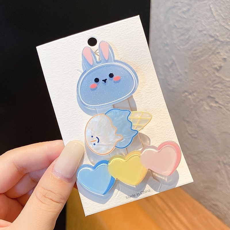 3 Kẹp Tóc Hình Thỏ Dễ Thương Phong Cách Nhật Hàn Cho Nữ