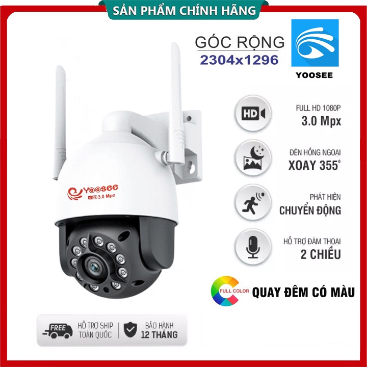 , FULL HD 1080P Xoay 360* - Ban đêm có màu, đàm thoại 2 chiều