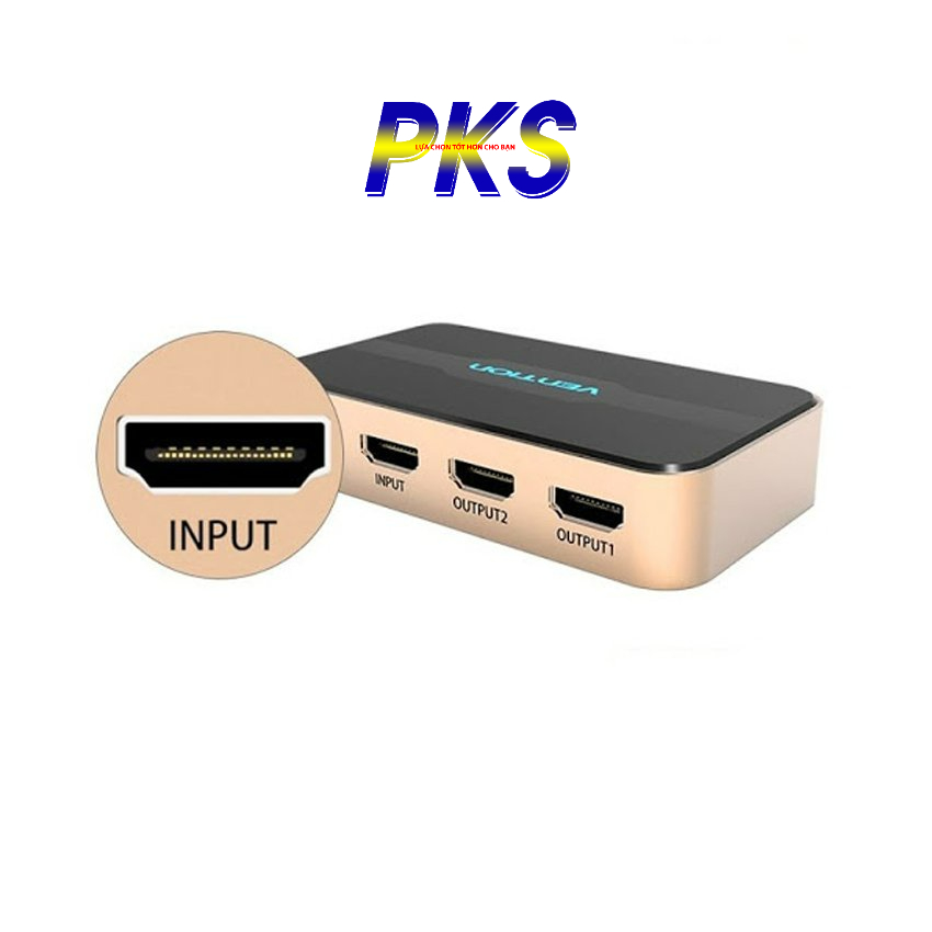 Bộ chia HDMI Vention ACBGO 1 ra 2 - có thể chạy đồng thời 2 màn hình