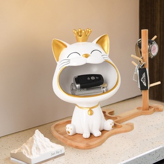 Tượng mèo há miệng size đại, loại 1 trang trí phòng khách, đựng chìa khoá, bánh kẹo - may.decor