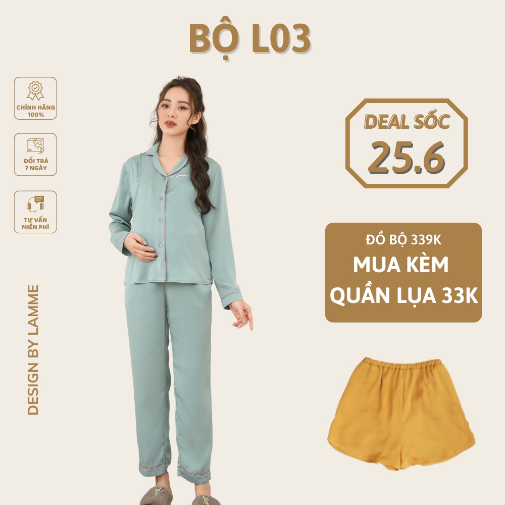 Bộ bầu mặc nhà (L03) chất lụa mát mẻ, thấm hút mồ hôi tốt thích hợp cho da nhạy cảm thiết kế bởi LAMME