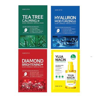 Mặt nạ giấy Some By Mi giảm mụn, dưỡng trắng, cấp ẩm sâu và Mặt nạ Innisfree My Real Squeeze Mask các loại