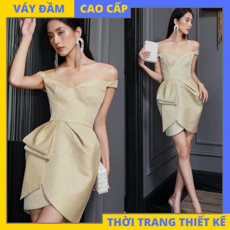 Đầm ôm body đầm dáng ôm trễ vai eo nơ cách điệu quyến rũ [HÀNG THIẾT KẾ CAO CẤP]