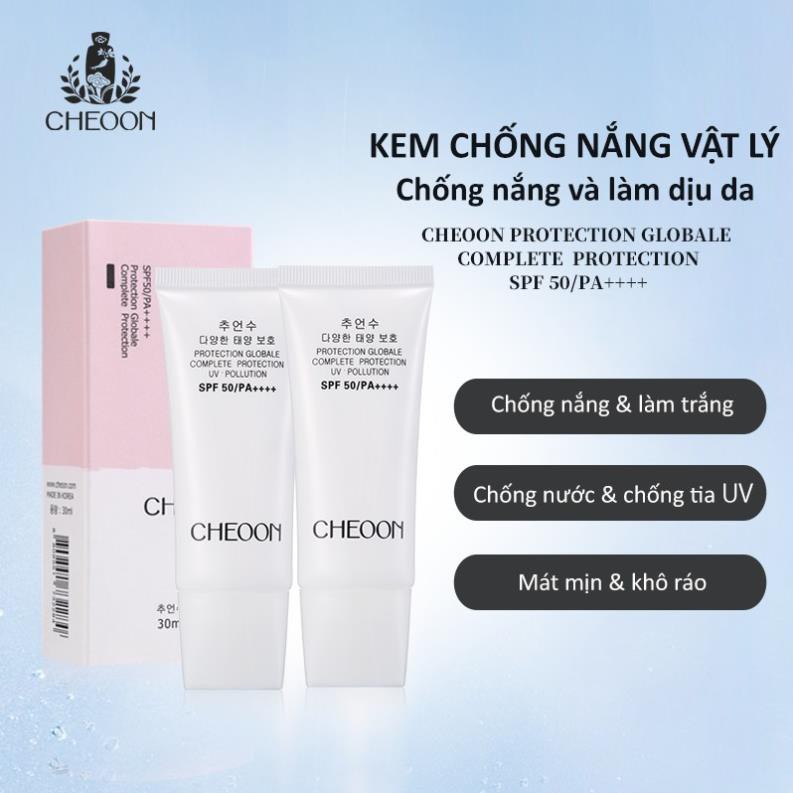 Kem chống nắng dưỡng da, chống tia UV, với tinh chất từ thiên nhiên, chống tia UV CHEOON SPF50, 30ml