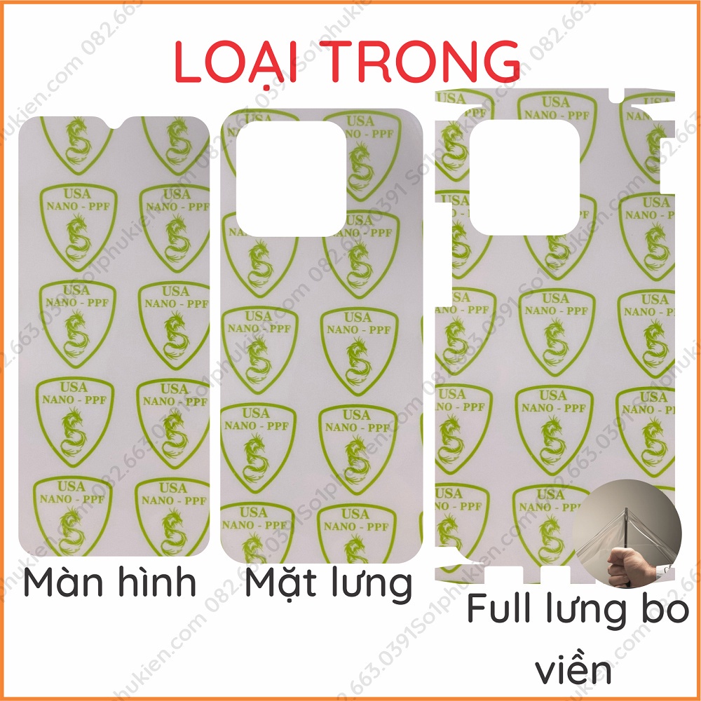 Dán dẻo PPF Xiaomi Redmi 10C / Redmi 10A loại trong, nhám , da cá sấu dành cho màn hình, mặt lưng, full lưng bo viền