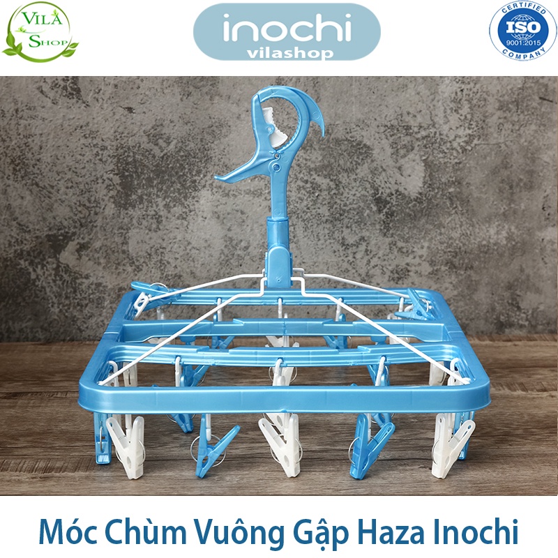 Móc Chùm Phơi Quần Áo, Móc Chùm Vuông Gập Haza, Móc Quần Áo Trẻ Em Nhựa Cao Cấp Inochi