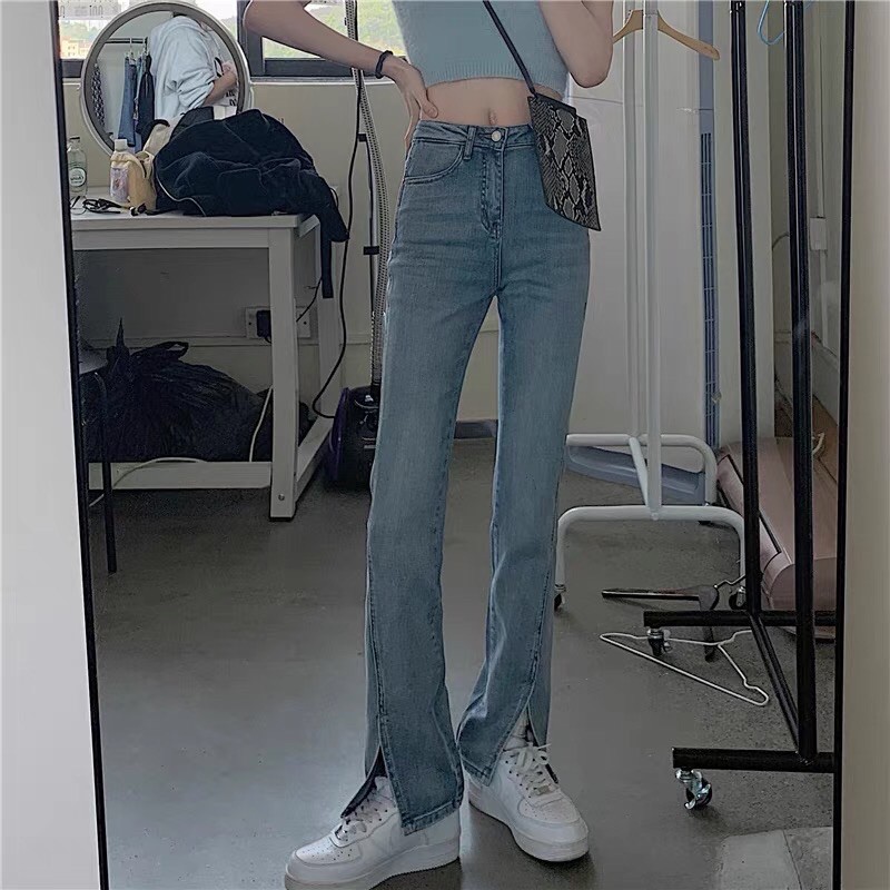 Quần jeans xẻ gấu ulzzang ống đứng hot trend fashionita 2021