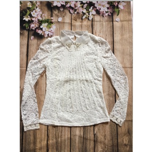 Áo thu đông ren nữ Áo kiểu hoa ren tay dài phong cách dự tiệc Ale35