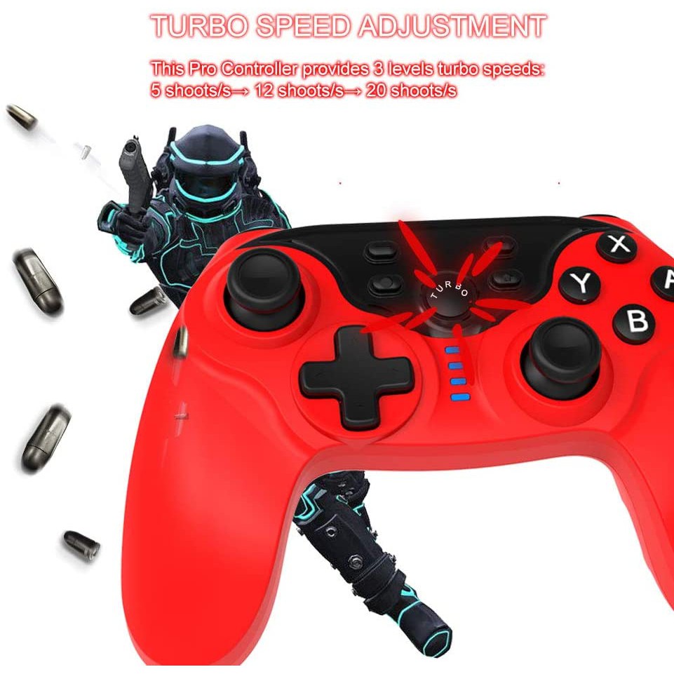 Bộ điều khiển trò chơi Bluetooth không dây Nintendo Switch Công Tắc Điều Khiển Không Dây Cho Nintendo Switch , Hipipooo Tay Cầm Chơi Game Không Dây Bluetooth, Bộ Điều Khiển Công Tắc Với Hai Phím Điều Khiển Chức Năng Turbo Rung Con Quay Hồi Chuyển