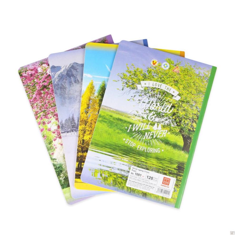 Combo 5 cuốn Vở kẻ ngang Hồng Hà 120 trang Pupil Bốn mùa - 1001