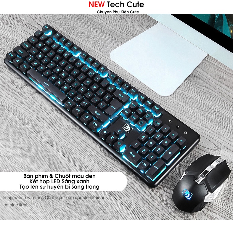 COMBO Bàn Phím Chuột E620 KẾT NỐI KHÔNG DÂY | SIêu phẩm mới chơi GAME  LED sáng ấn tượng | Pin trâu giúp chuột chơi lâu