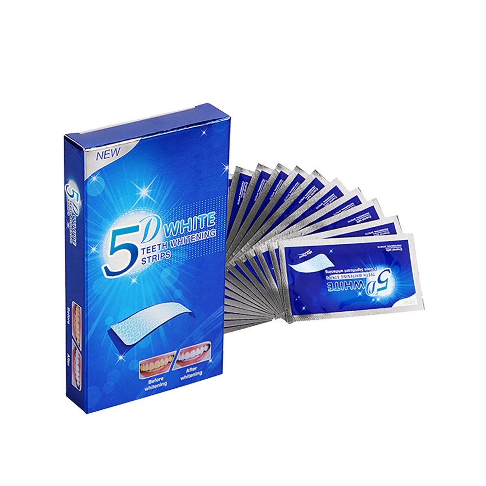 Full hộp 7 cặp - 14 miếng dán trắng răng 5D White Teeth Whitening Strips