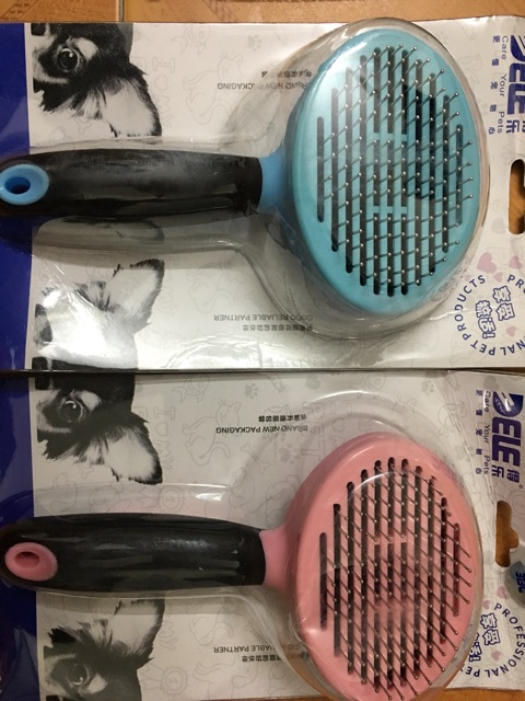 Lược chải lông chó mèo có đầu nhấn tự làm sạch loại cao cấp