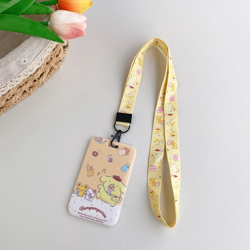 SANRIO Ví Đựng Thẻ Kèm Dây Đeo Họa Tiết Kuromi Cinnamoroll Đáng Yêu Giá Đỡ