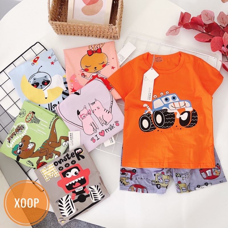 Chọn Mẫu (Bảng 2-16-22kg) Bộ cộc tay xuất hàn quảng châu cho bé trai bé gái,đồ bộ thời trang quần áo trẻ em mặc nhà BC77
