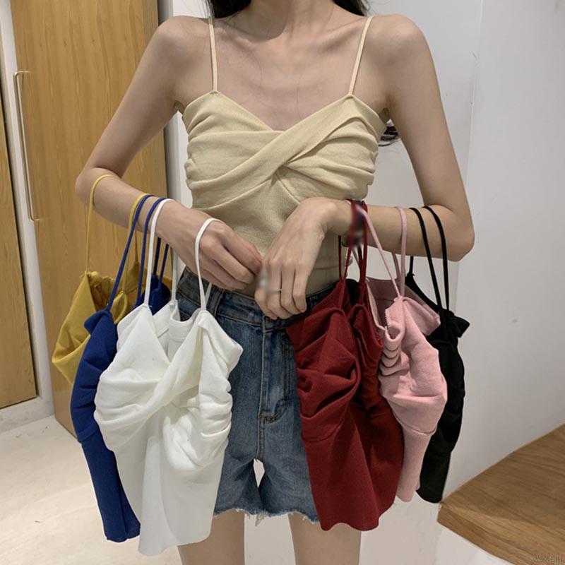 Áo Tank Top Thiết Kế Dây Đan Chéo Phong Cách Hàn Quốc Quyến Rũ