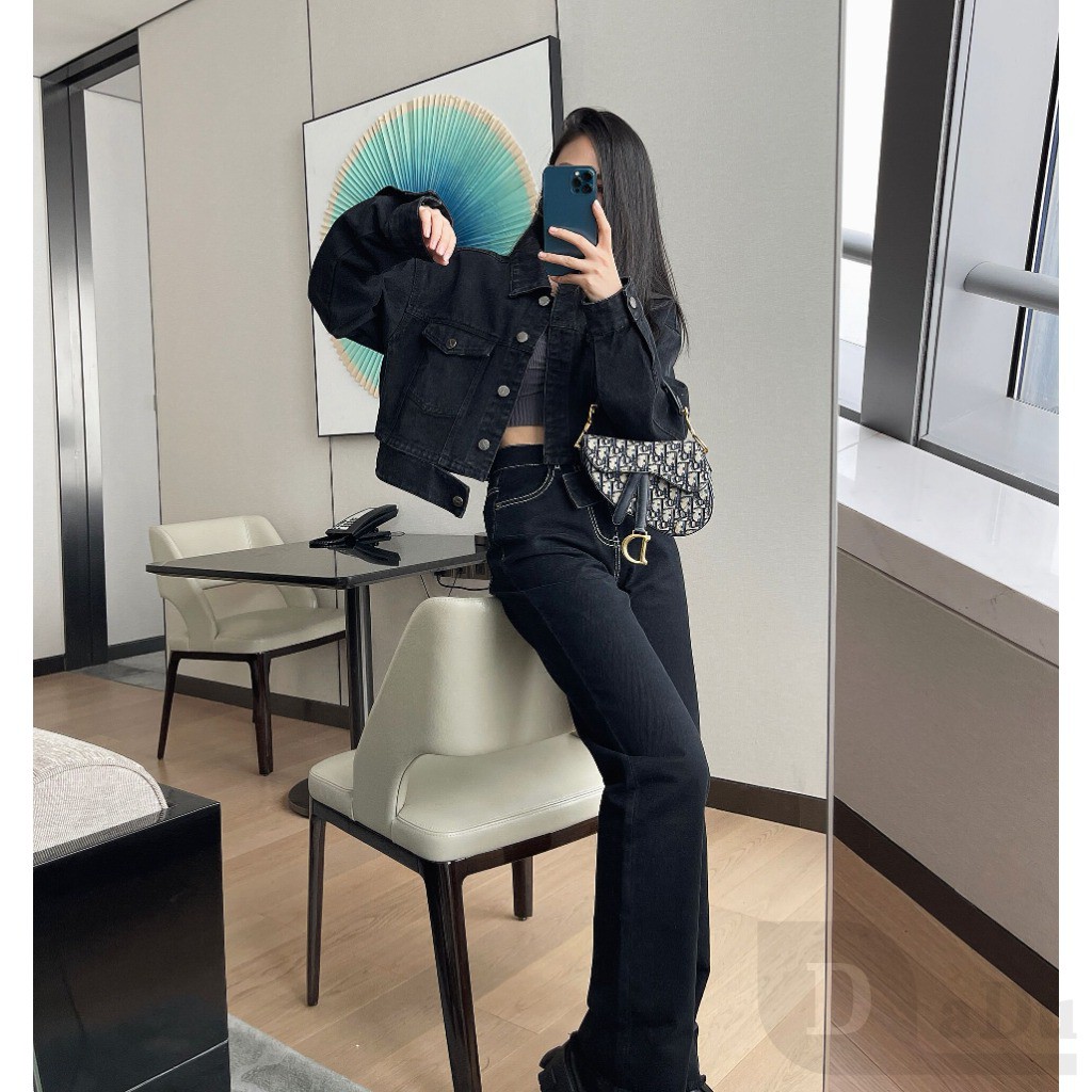 Daduhey Quần dài lưng cao ống rộng phong cách Hàn Quốc trẻ trung cho nữ size Xs-5Xl