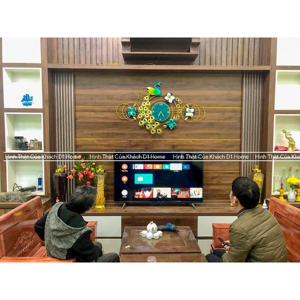 Đồng Hồ Treo Tường Con Chim Công Tài Lộc Chính Hãng D1 Home Kim Trôi Trang Trí Tường Decor- 23