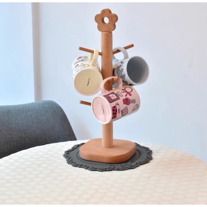 Treo ly cốc gỗ thiết kế đơn giản phong cách minimalism dễ tháo lắp, có thể dùng treo trang sức decor nhà đẹp