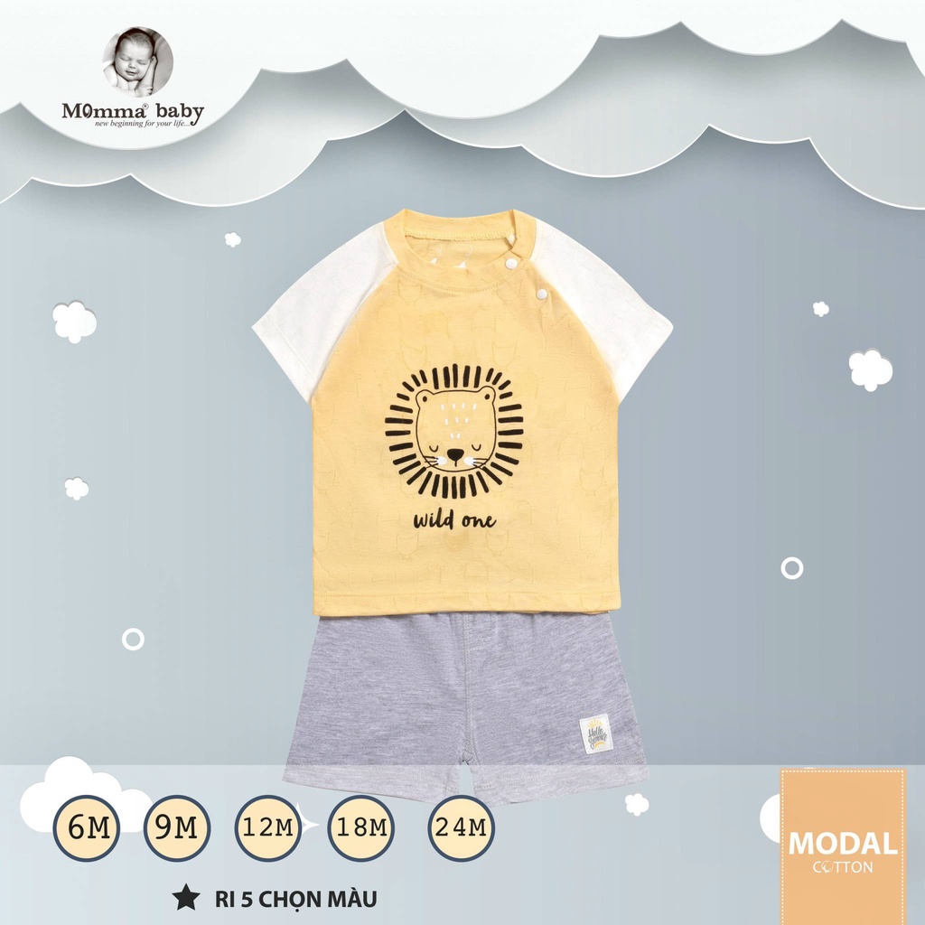 [GIÁ SỐC] Bộ cộc tay quần đùi raglan cotton hoạ tiết trẻ em Momma Baby