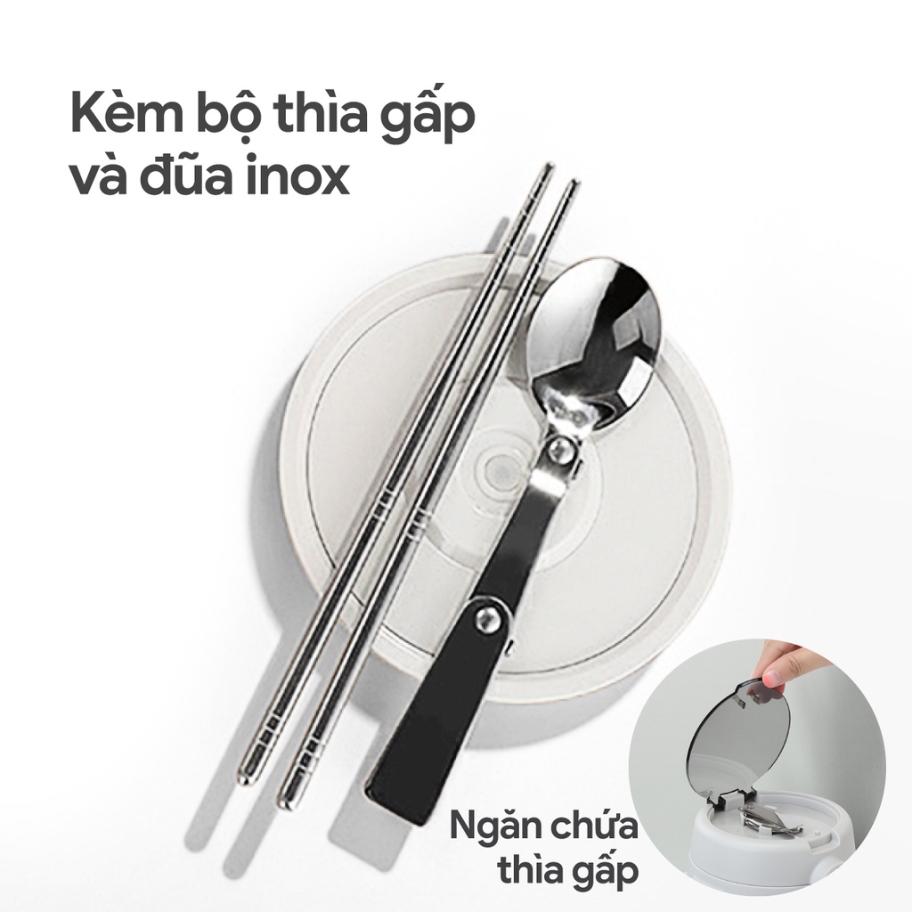 Bộ Hộp Cơm Giữ Nhiệt 2GOOD Lunch Box HC01  - Tặng Kèm Túi, Muỗng và Đũa Inox 304, Hàng Chính Hãng